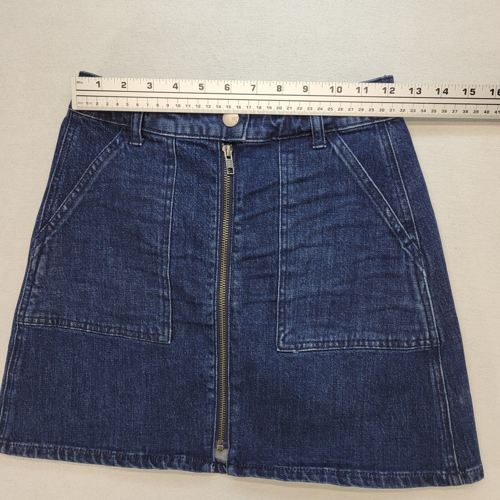 Madewell Denim Mini Skirt Womens 24 Blue Front Zip A-Line Dark Wash Jean - Picture 5 of 7